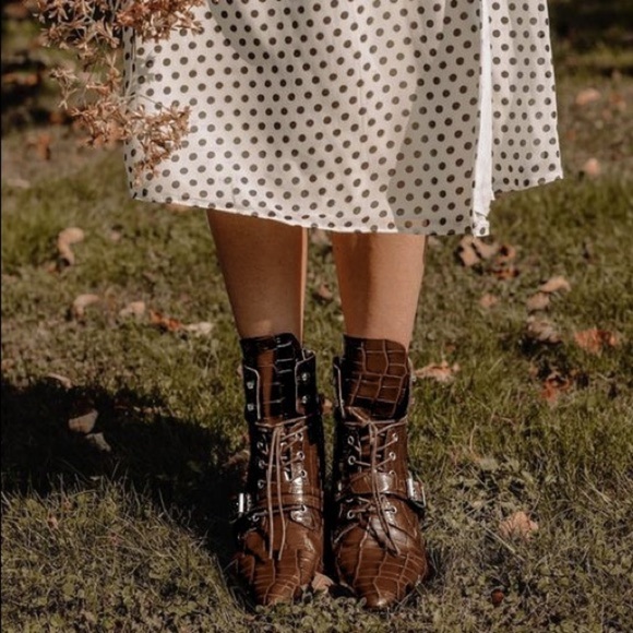 AllSaints Katy Croc Boot 6 - Picture 1 of 12